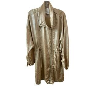Anthropologie Gold Metallic Lamé Shirt Jacket Large